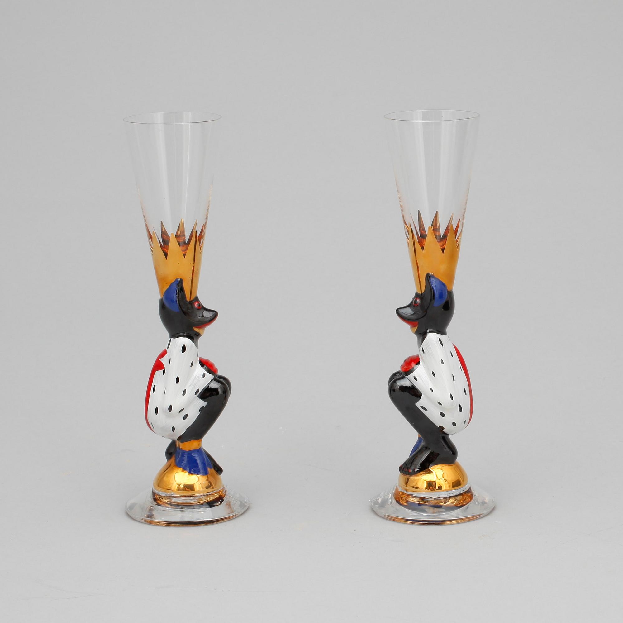 SNAPSGLAS, 2 st. Design Gunnar Cyrén ur Nobelservisen. Orrefors.
