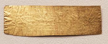 A set of nine presumably modern Egyptian-style gold foil sheets with figures and hieroglyphs.