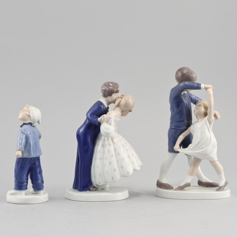 FIGURINER, 3 st, porslin, Bing & Gröndahl, 1900-talets andra hälft.