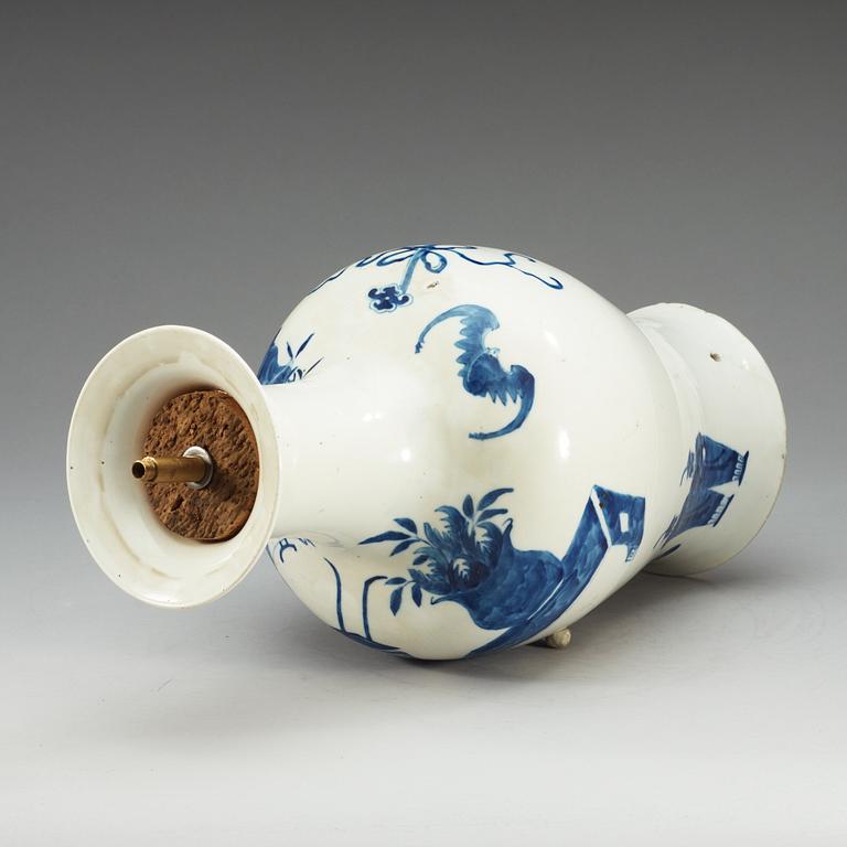 A blue and white vase, Qing dynasty, 19th Century with a six character Qianlong hall mark.