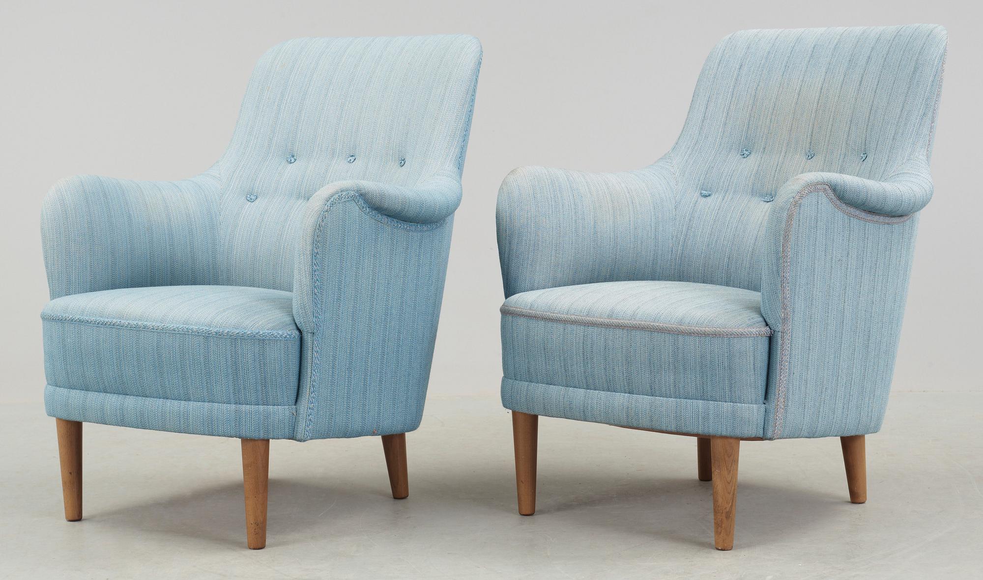 FÅTÖLJER, ett par, "Samsas", Carl Malmsten, 1900-talets sista kvartal.