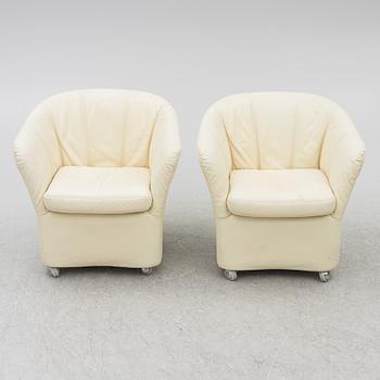 A pair of leather armchairs, Dux, Sweden, 1980's.