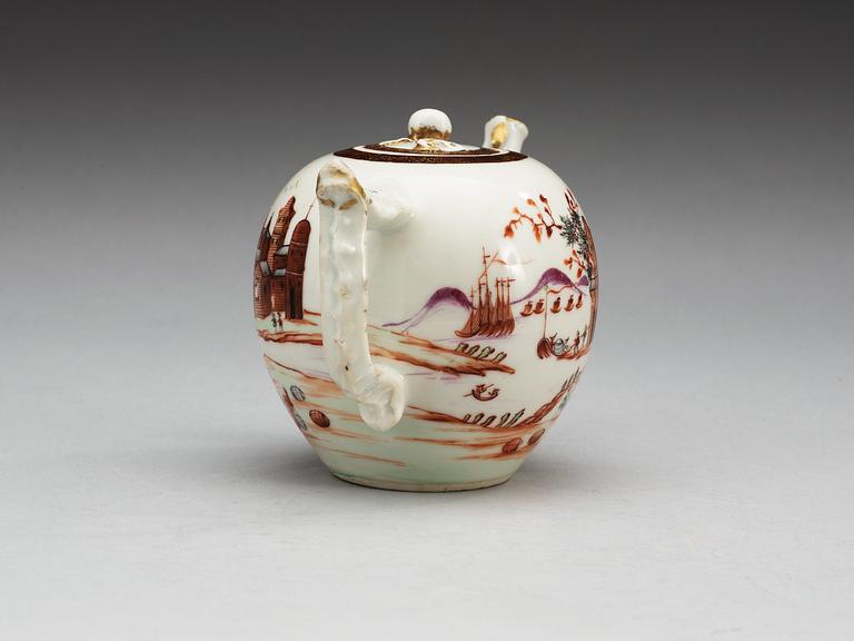 A 'European Subject' teapot with cover, Qing dynasty, Qianlong  (1736-95).