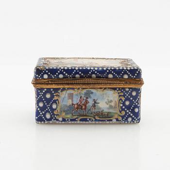 Enamel box Louis XV style, probably France, late 19th century.