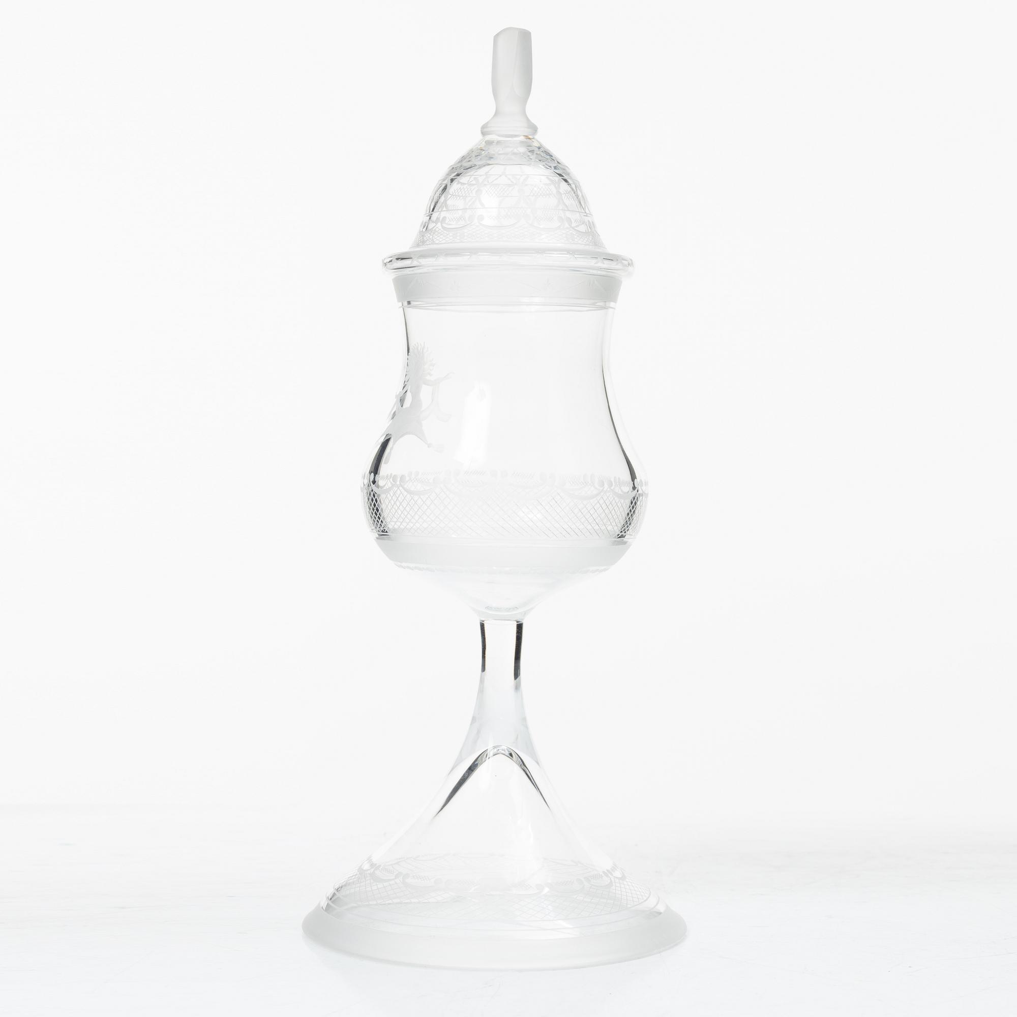 Simon Gate, goblet with lid, "Aurora", Orrefors, 250th anniversary, 1976.