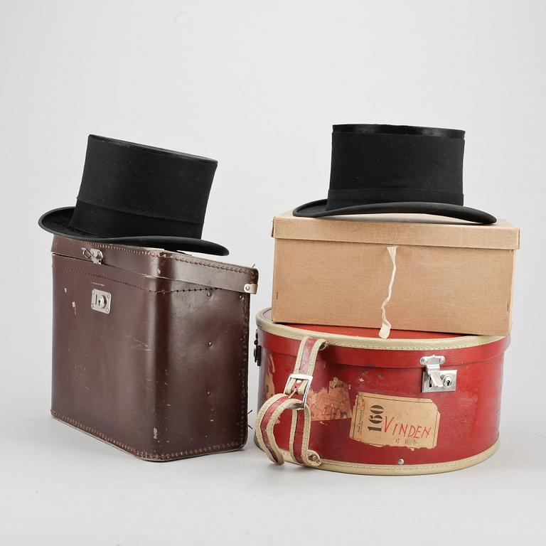 HATTAR, 2 st, samt HATTASK, 1800-/1900-tal.