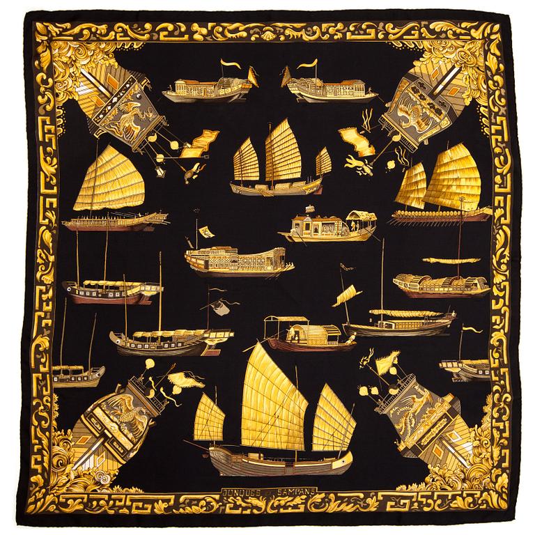 HERMÈS, a silk scarf, "Junques et Sampans".