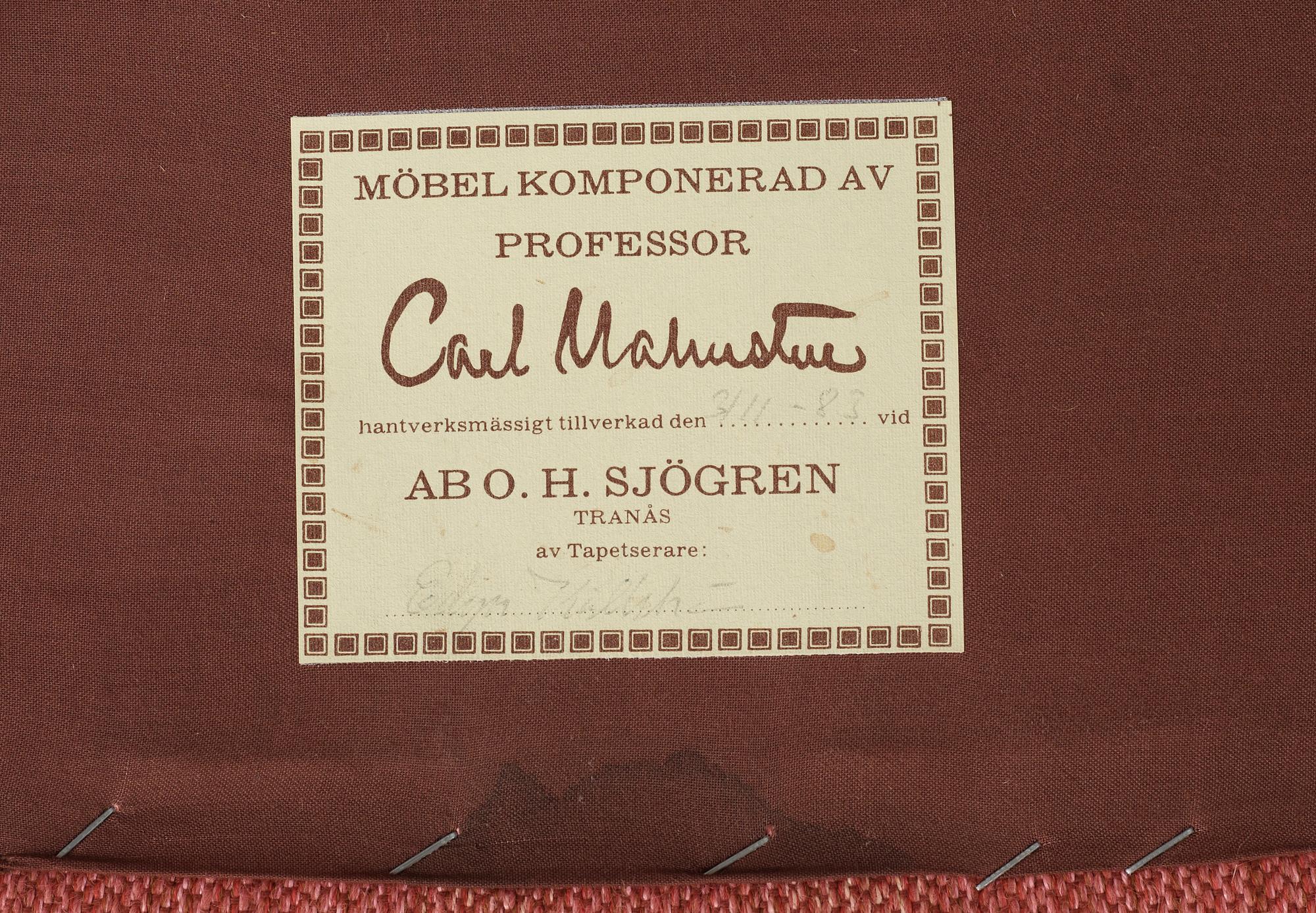FÅTÖLJ, "Samsas", Carl Malmsten, O H Sjögrens Stoppmöbler, Tranås, 1900-talets andra hälft.