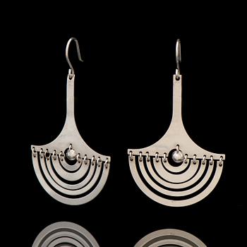 A PAIR OF TAPIO WIRKKALA EARRINGS, "Half moon", silver. Kultakeskus 1972.