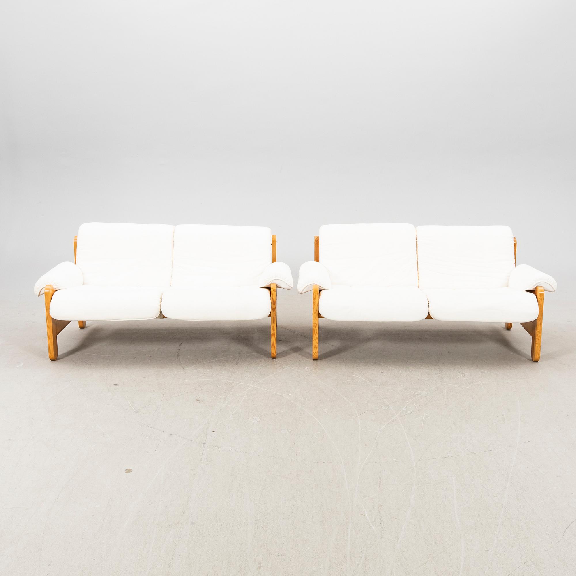 A pair of IKEA pine sofas 1970/80s.