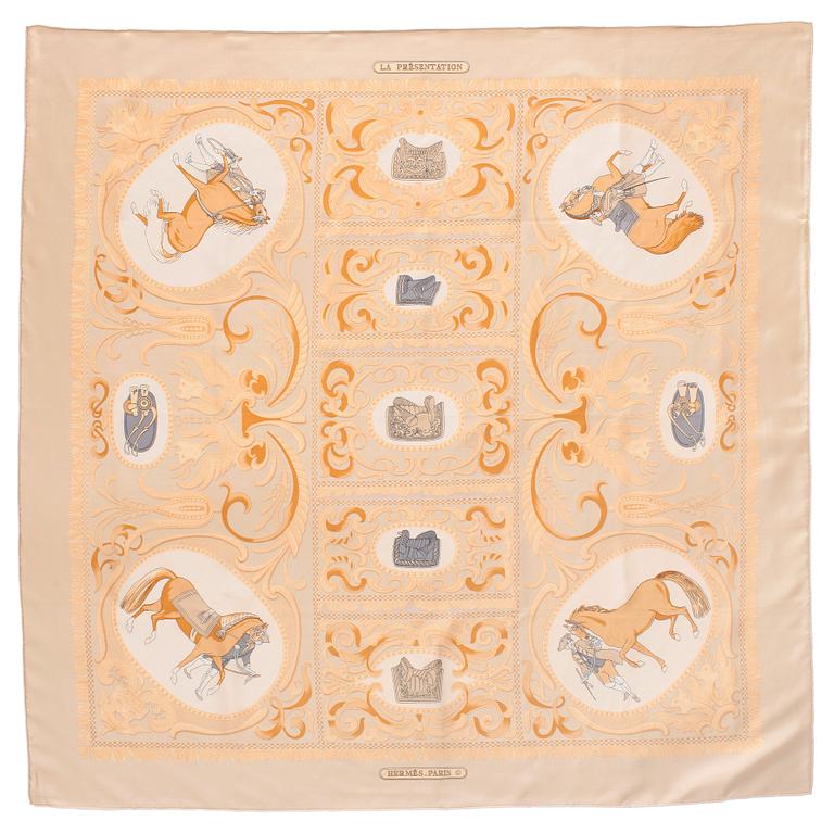 HERMÈS, silk scarf, "La Presentation".