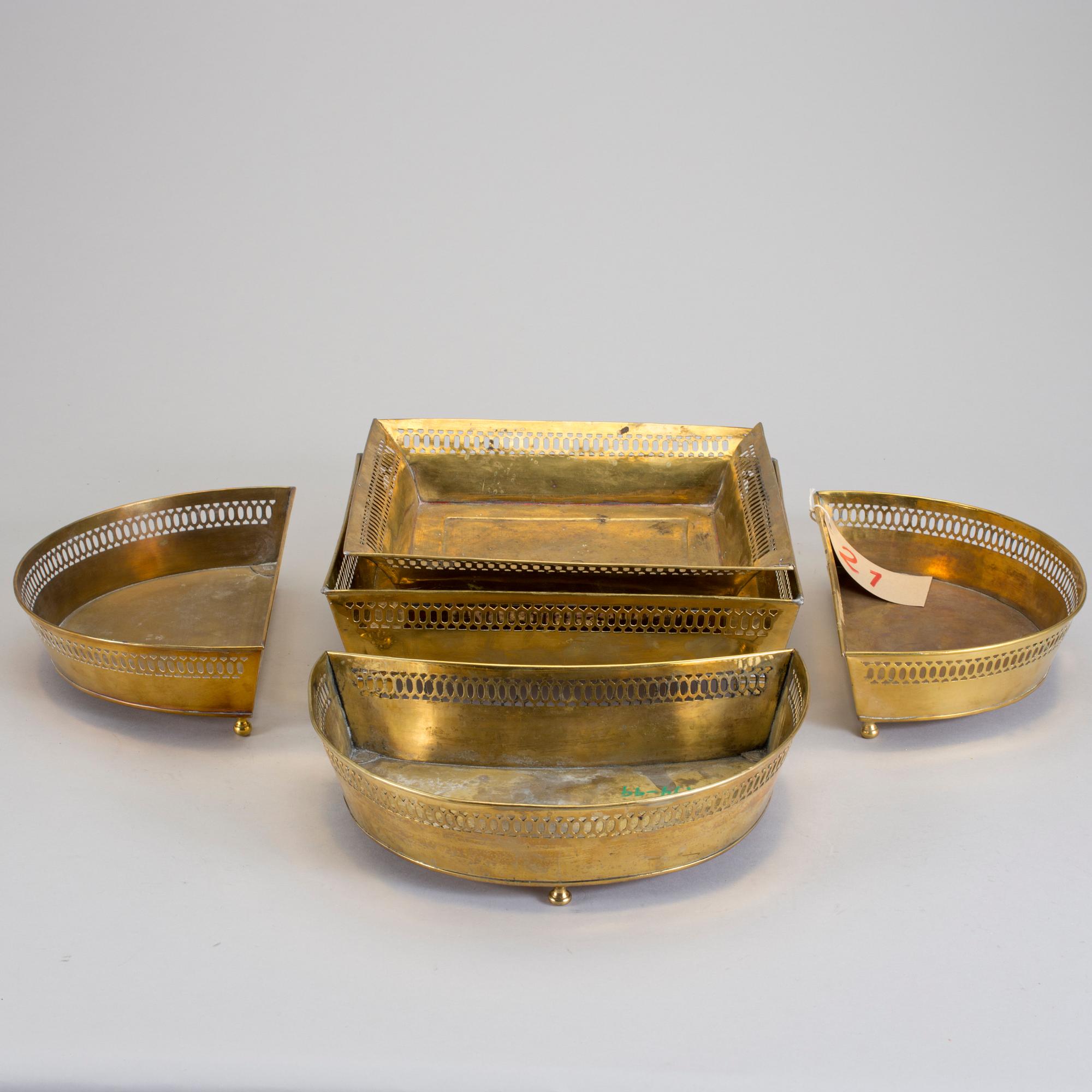 SPOTTKOPPAR, 5 stycken, mässing, Skultuna Bruk, 1800-talets mitt/första hälft.