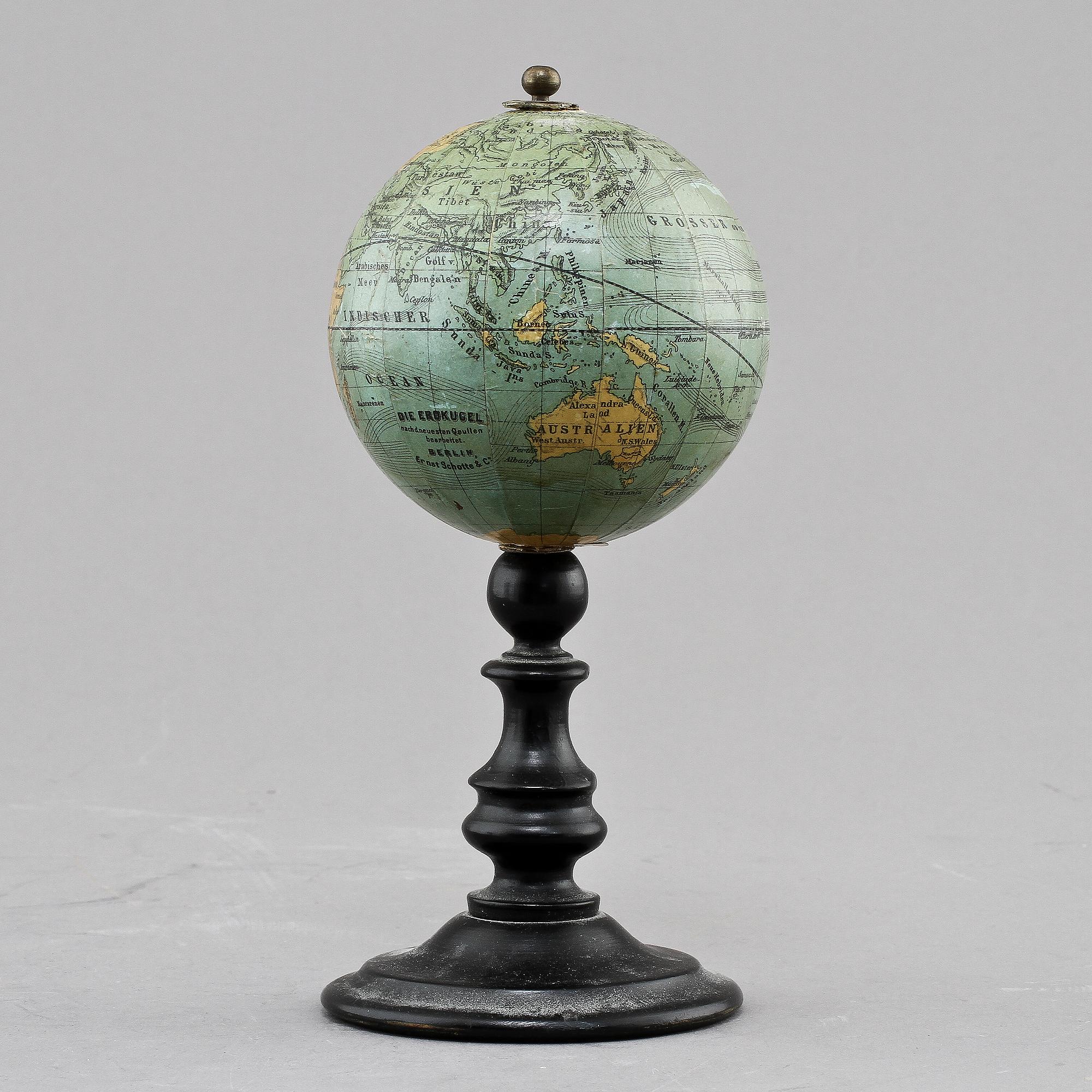 MINIATYRJORDGLOB, "Die Erdkugel", Ernst Schotte & Co, Berlin, 1900-tal.
