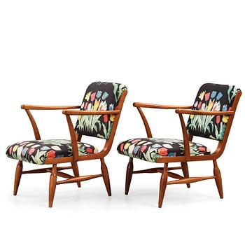 Josef Frank, two similar mahogany armchairs, Svenskt Tenn, model 638.