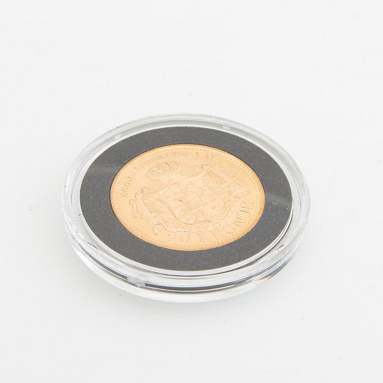 Guldmynt Sverige, Oscar II 20 kr, 1900.