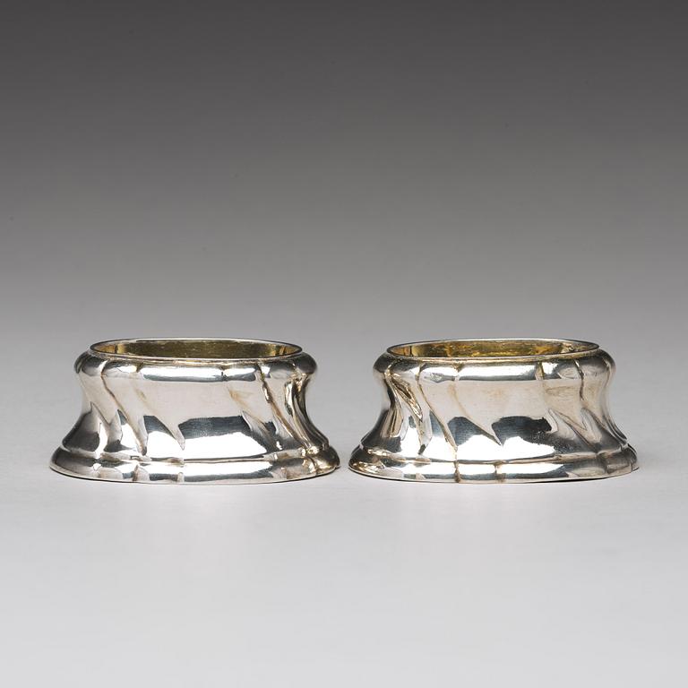 A pair of Swedish 18th century parcel-gilt silver salt-cellars, mark of Johan Leffler, Falun 1770.