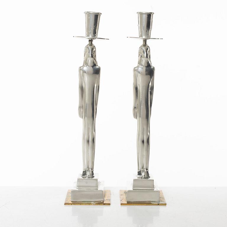 Edvin Öhrström, a pair of "Egyptisk" candlesticks, Firma Svensk Tenn, Stockholm 2008.