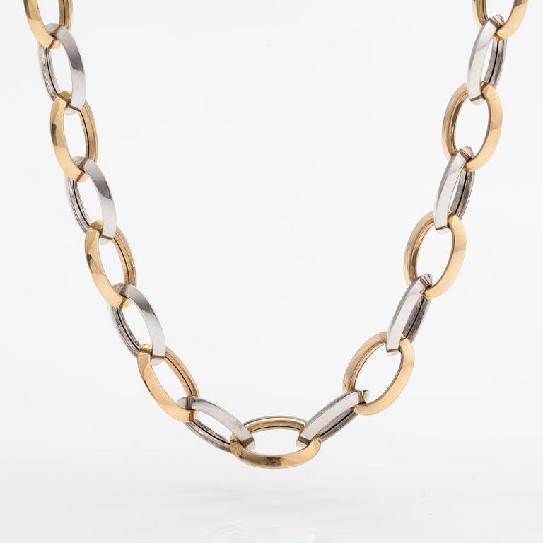 A 14K white and yellow gold necklace.