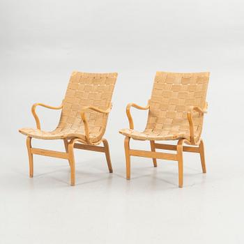 Bruno Mathsson, Armchairs, a pair, "Eva", Karl Mathsson Company, Värnamo 1978.