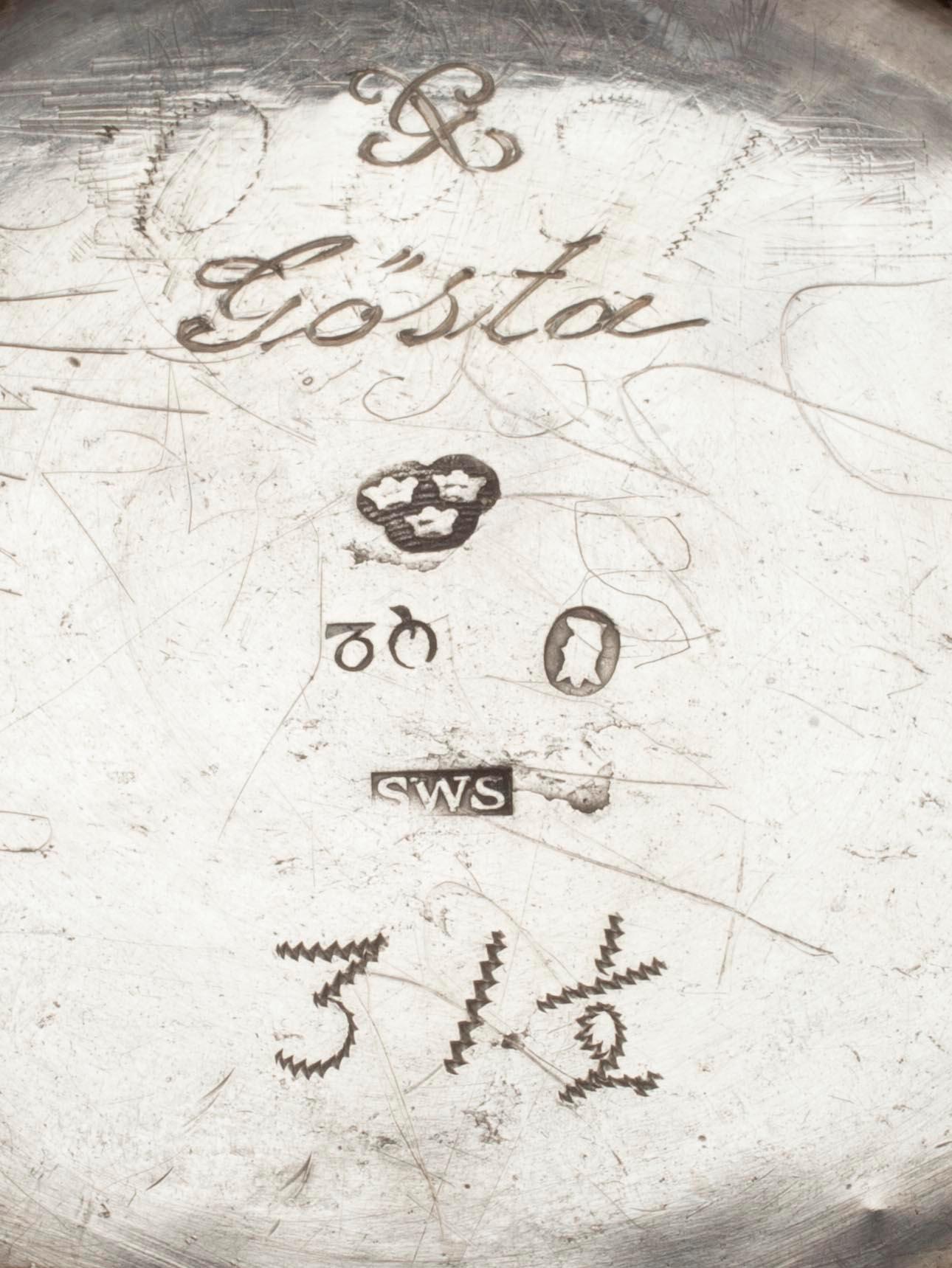 BÄGARE, silver, Stephan Westerstråhle, Stockholm 1798. Vikt 409 g.