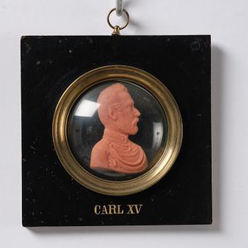 A set of twenty wax portraits of Swedish monarchs, late 19th century.