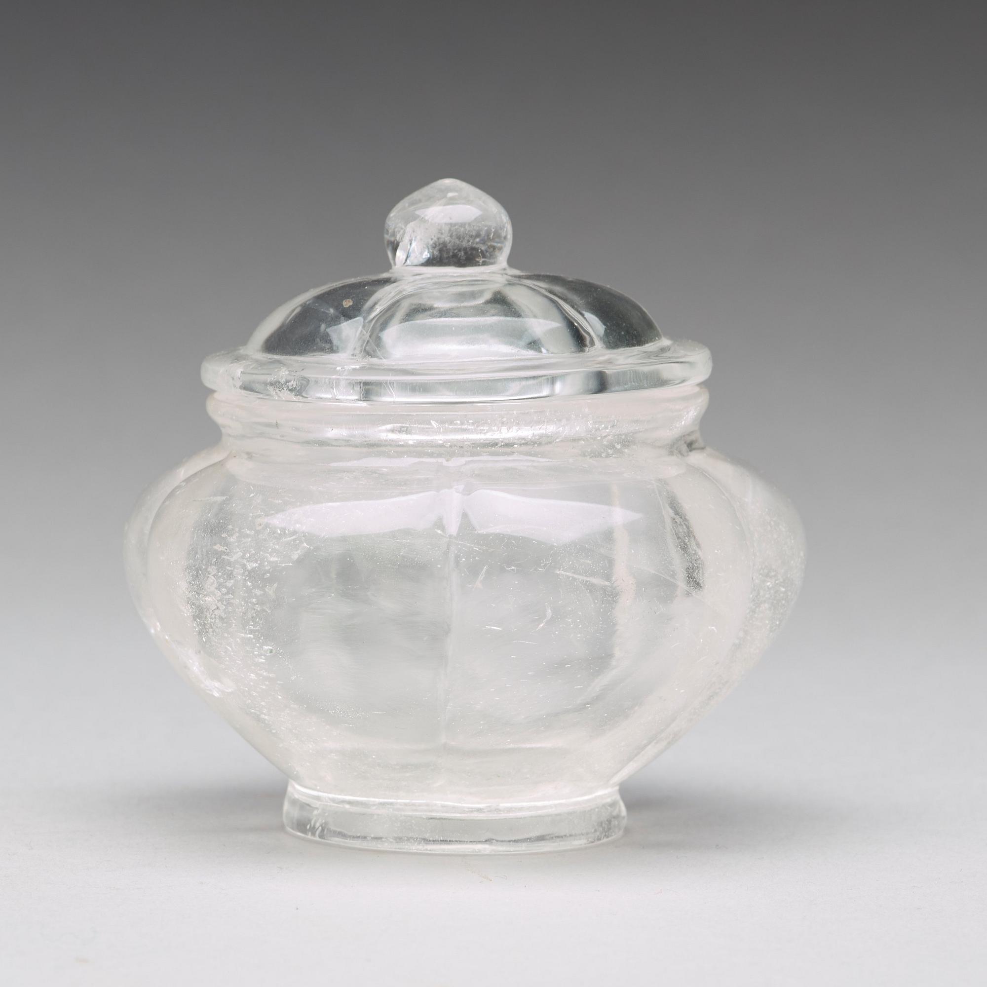 A Chinese rock crystal bowl with cover, 20th Century.