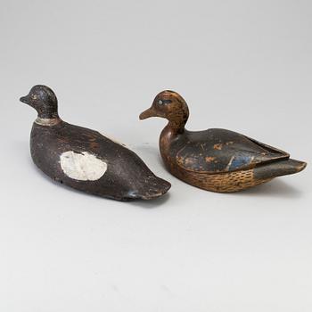 Two painted wood duck decoys early 20th century.