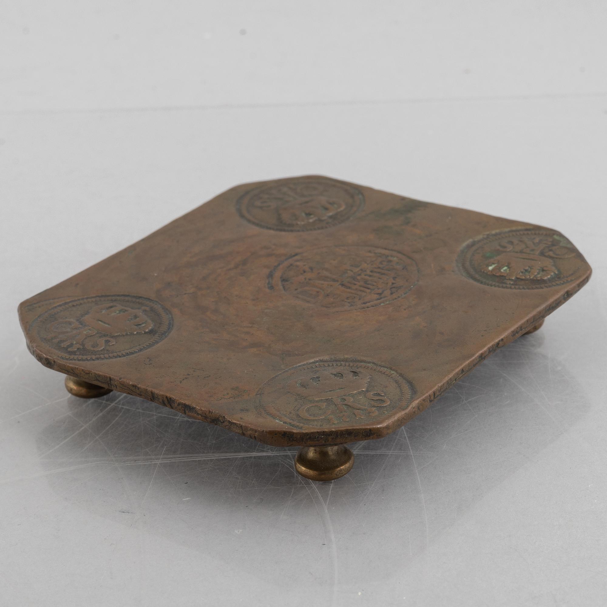 Coaster of a plate coin 1/2 daler SM, Charles XII 1713.
