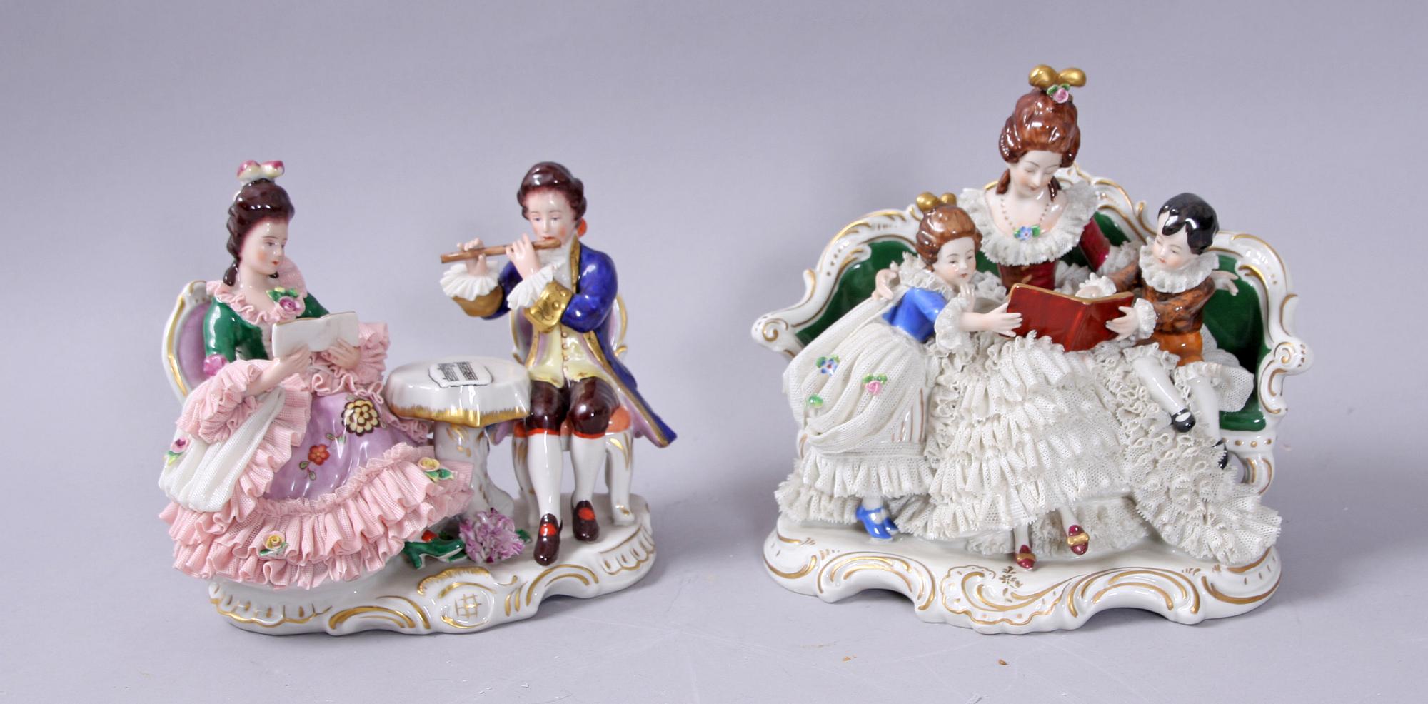 FIGURINER, 2 st, porslin, märkta Dresden, 1900-tal.