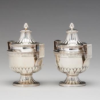 A pair of Swedish Gustavian silver sugar-bowls, mark of Wilhelm Smedberg, Karlstad (1777-1810).