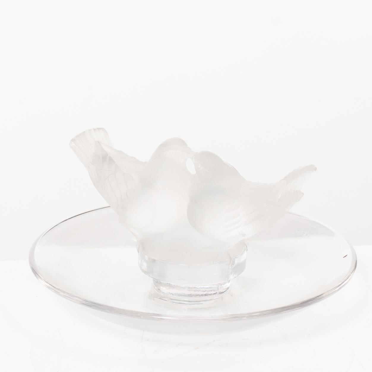 9 glass figurines, Lalique, France.