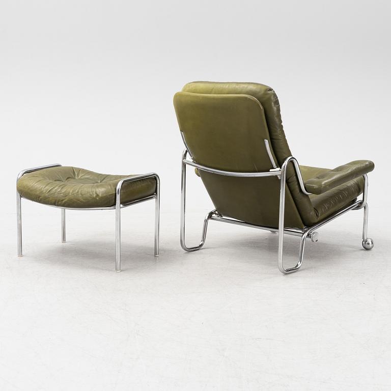 A leather easy chair with ottoman 'Relax', Göte Möbler, Nässjö, 1970/80s.