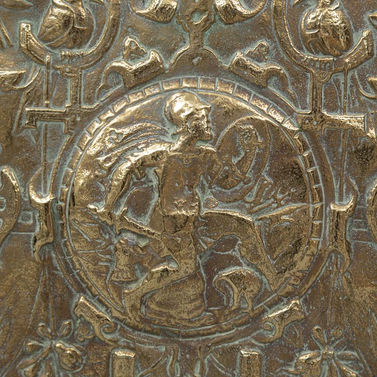 A 19th century brass fire guard.