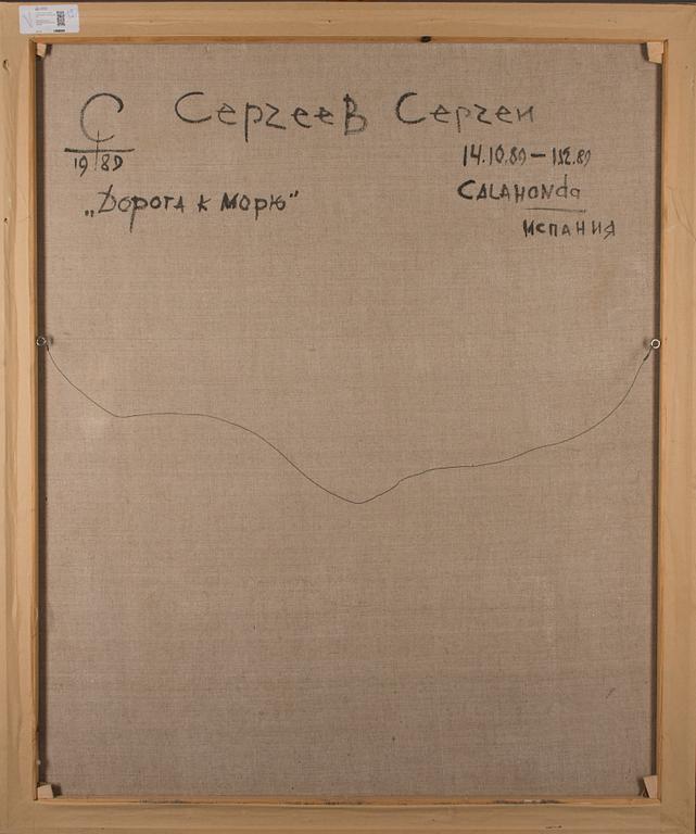 OKÄND KONSTNÄR, olja på duk, monogramsignerad och signerad a tergo Sergei Sergejev 1989.