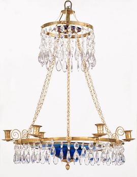 A late Gustavian circa 1800 six-light chandelier.