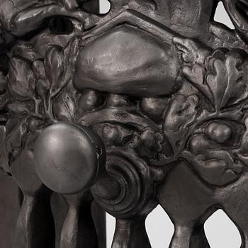 Fireplace front, cast iron, Art Nouveau, after Hans W Larsen, late 20th century.
