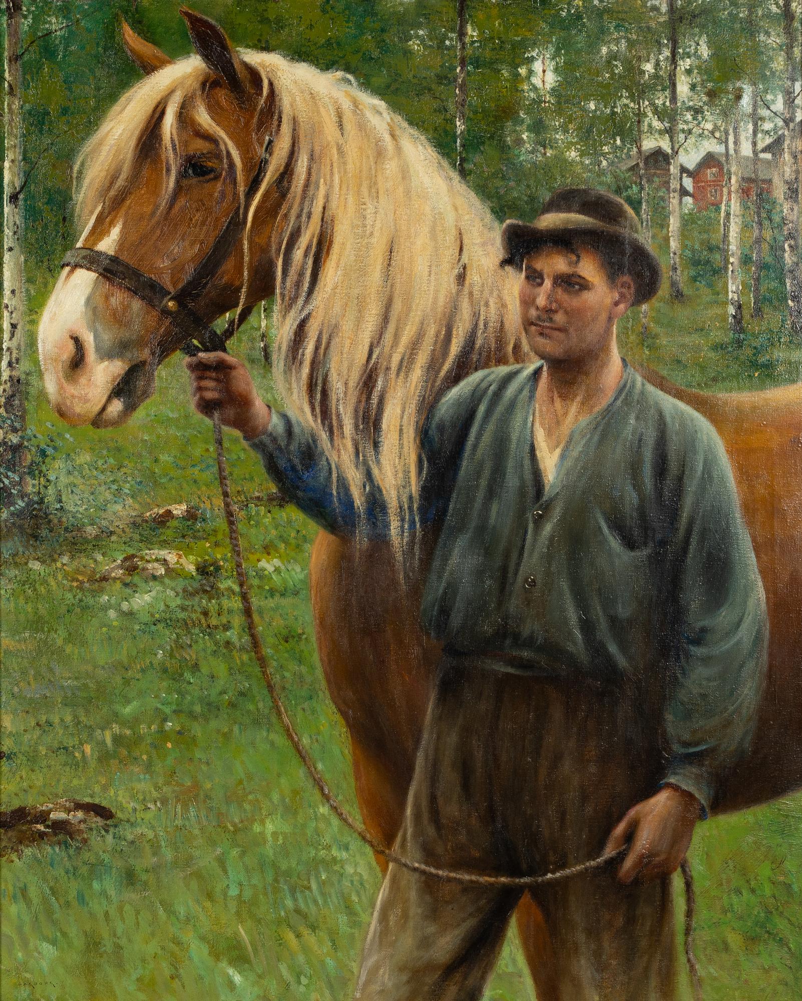 August Hagborg, Man with his horse.