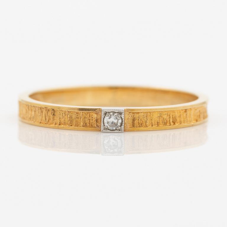 Lapponia, ring 18K gold set with an eight-cut diamond, Finland 1976.