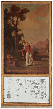 751. Nicolas Lancret, in the manner of the artist, Wall panel with mirror and figure scene.