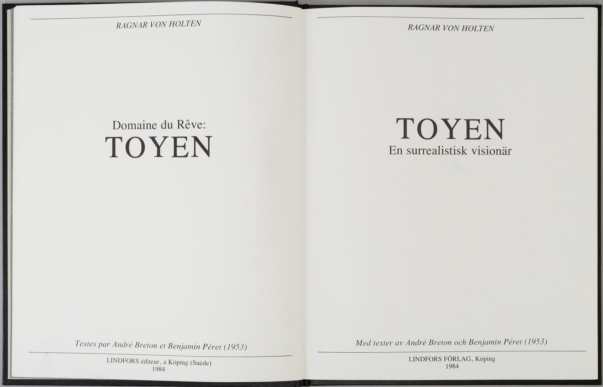 MARIE TOYEN, engraving, signed and numbered 68/75, and BOK,
"TOYEN", Ragnar von Holten.