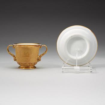 A Russian chocolate cup with saucer, Empire, first half of 19th Century.