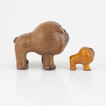 Lisa Larson, a pair of figurines,  "Bulldog", Gustavsberg, Sweden.