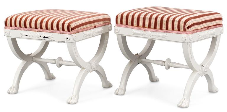 A pair of late Gustavian 19th century stools.