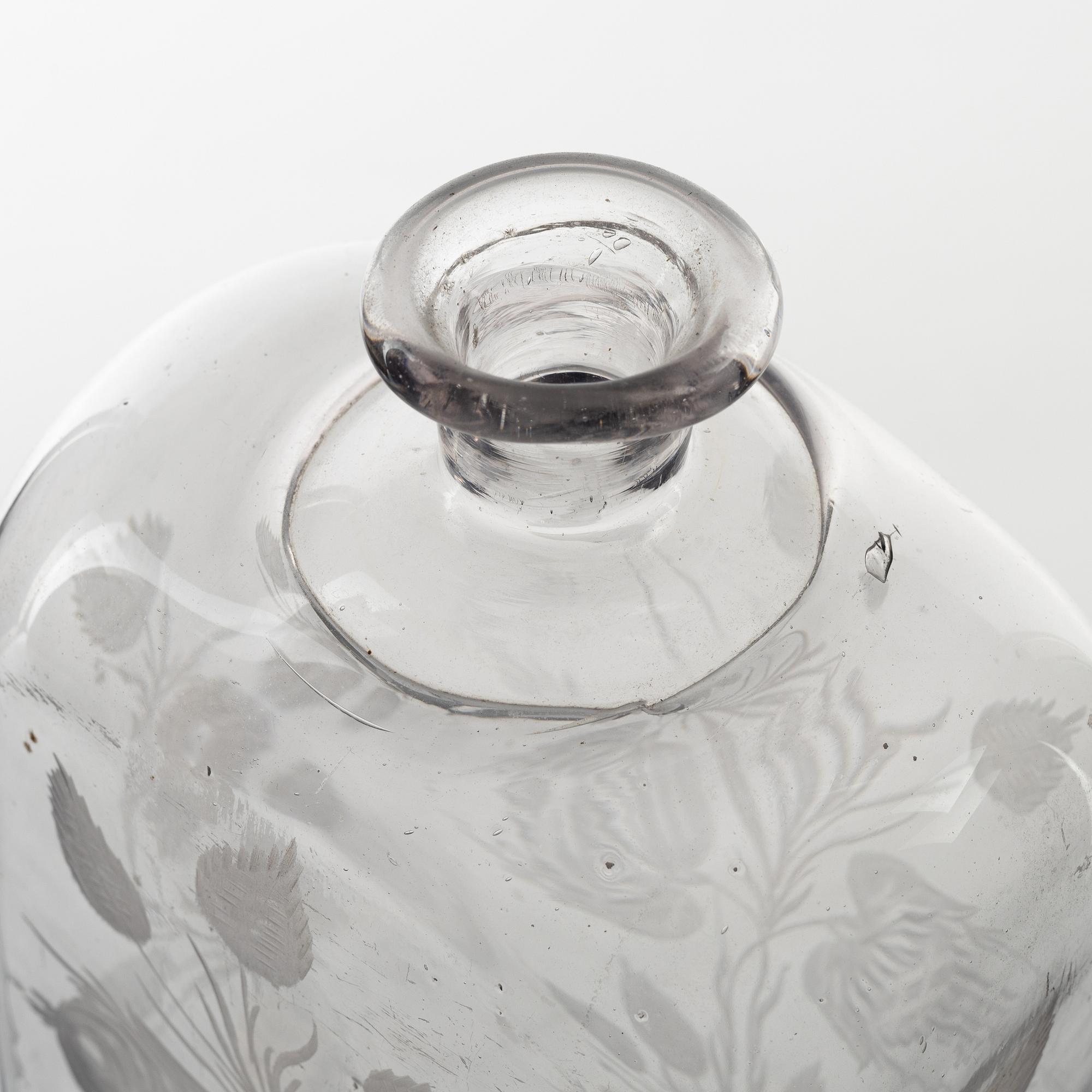 An engraved vodka bottle, later part of the 19th century.
