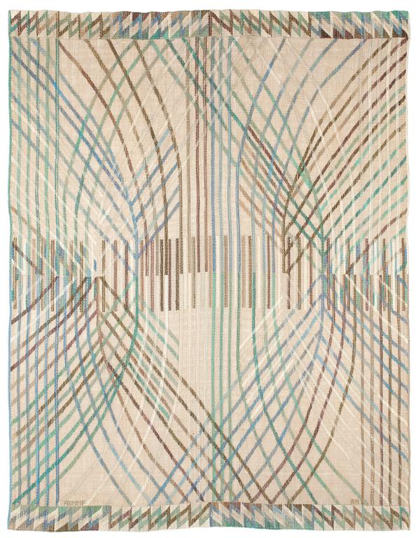 DRAPE. "Kärvar". Tapestry weave (gobelängvariant). 242,5 x 185 cm. Signed AB MMF BN.