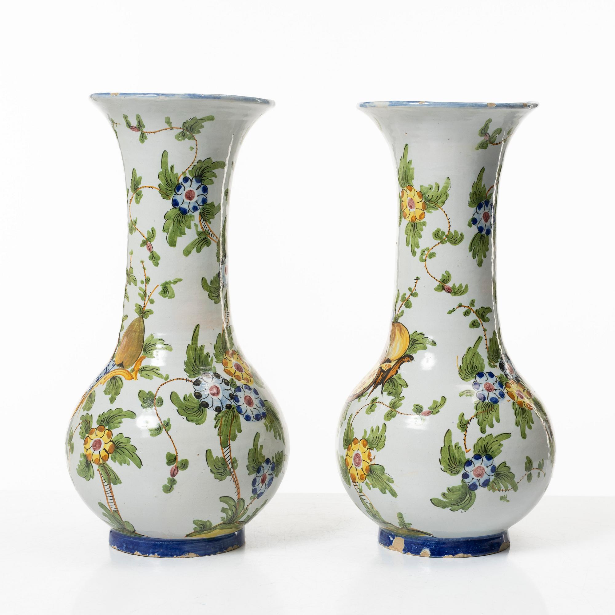 A pair of faience vases, Holland/France, 19th-20th century.