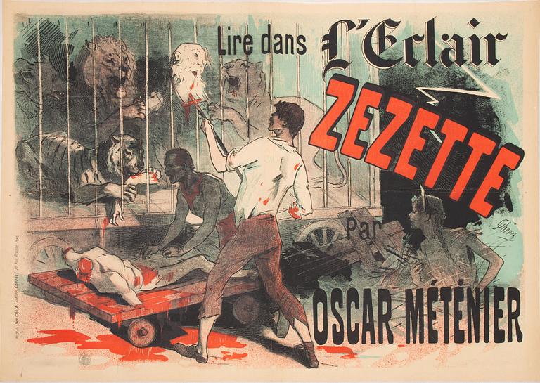 Jules Chéret, litografisk affisch, "Zezette", Imp. Chaix (Atelier Cheret), Paris, Frankrike, 1890.