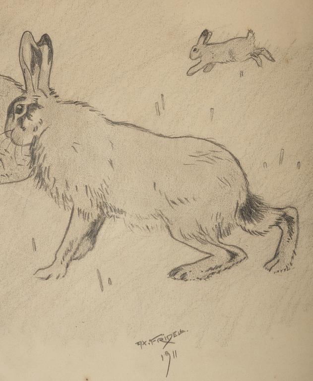 Axel Fridell, pencil drawing, signed and dated 1911.
