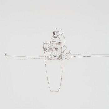 222. Vik Muniz, "Monkey With Bag (Steelwire Drawing)", 1995.