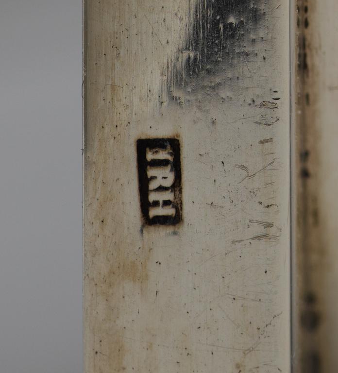 A pair of German 19th century silver candlesticks, makers mark of Johann Rudolf Haller, Augsburg 1801.